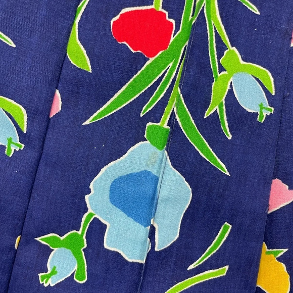 Vintage Sanibel Sport Blue Tulip Floral Button Up Pleated A-Line Skirt - Picture 3 of 7